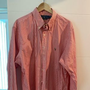 Ralph Lauren red and white stripe Oxford. Classic fit. 17 1/2”.